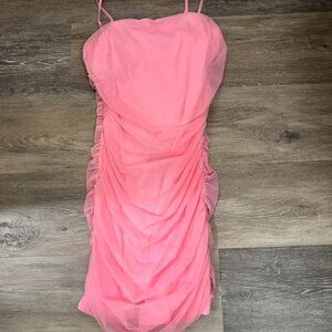 Emprada Pink Ruched Mini Dress, Size Large, Brand New